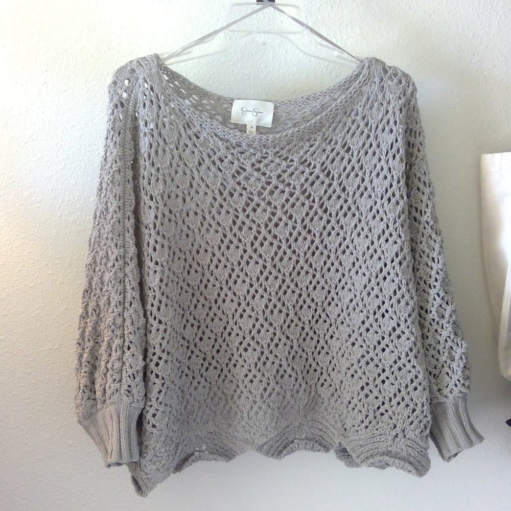 Jessica Simpson Batwing Crotched Sweater (Sage/Grey)